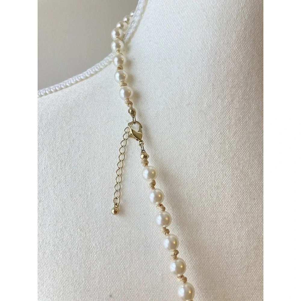 Faux Pearl Leaf Tassel Necklace Long Boho Pendant Earthy Brown Angel‎ Wings